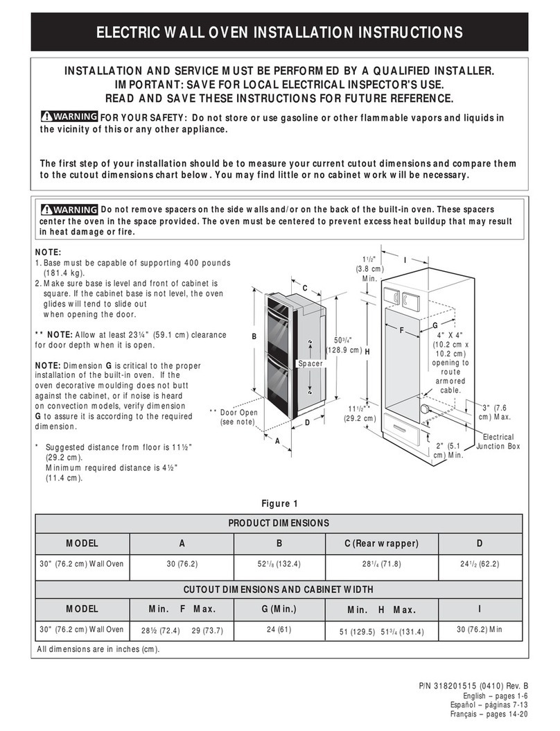 Electrolux E30EW85ESS - Icon Designer Series Electric Double... installation instructions