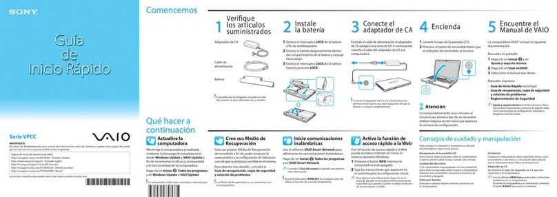 Sony VAIO VPCCA22FX quick start guide