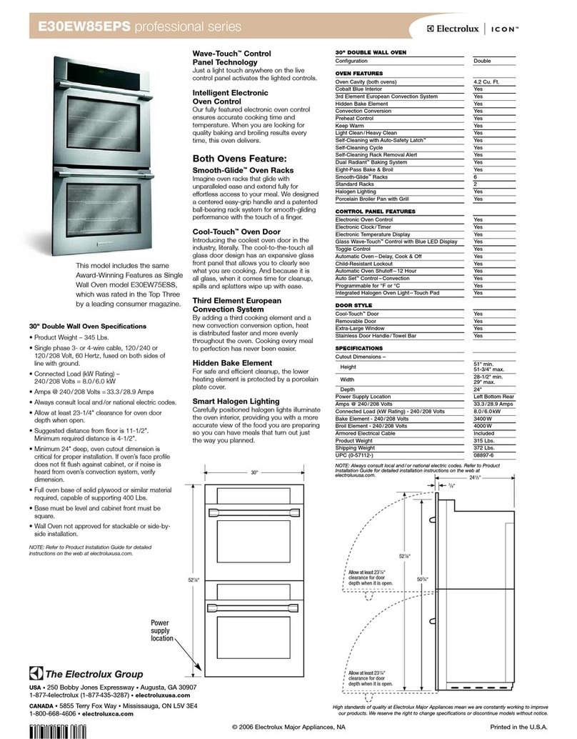Electrolux E30EW85EPS - Icon 30" Professional Series Electric Double... Specifications