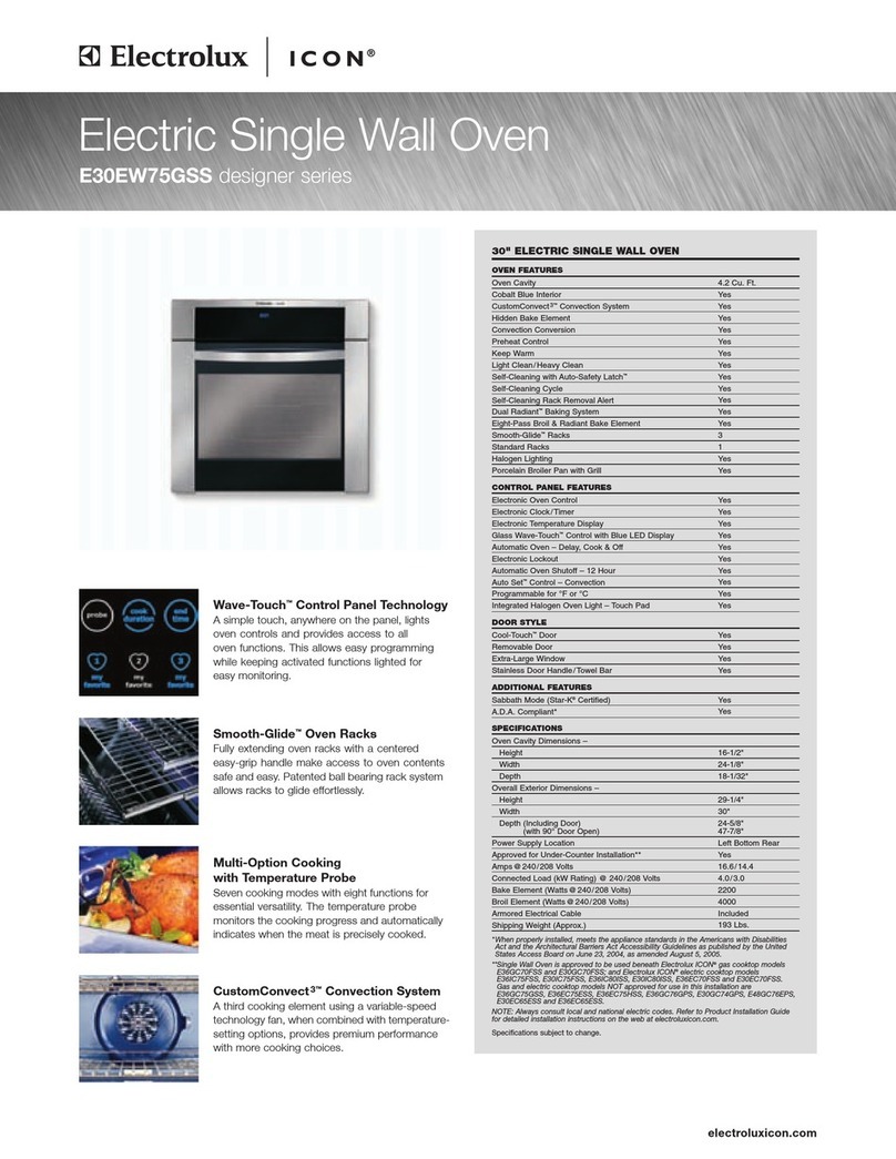 Electrolux E30EW75GSS - 30" Single Electric Wall Oven User manual