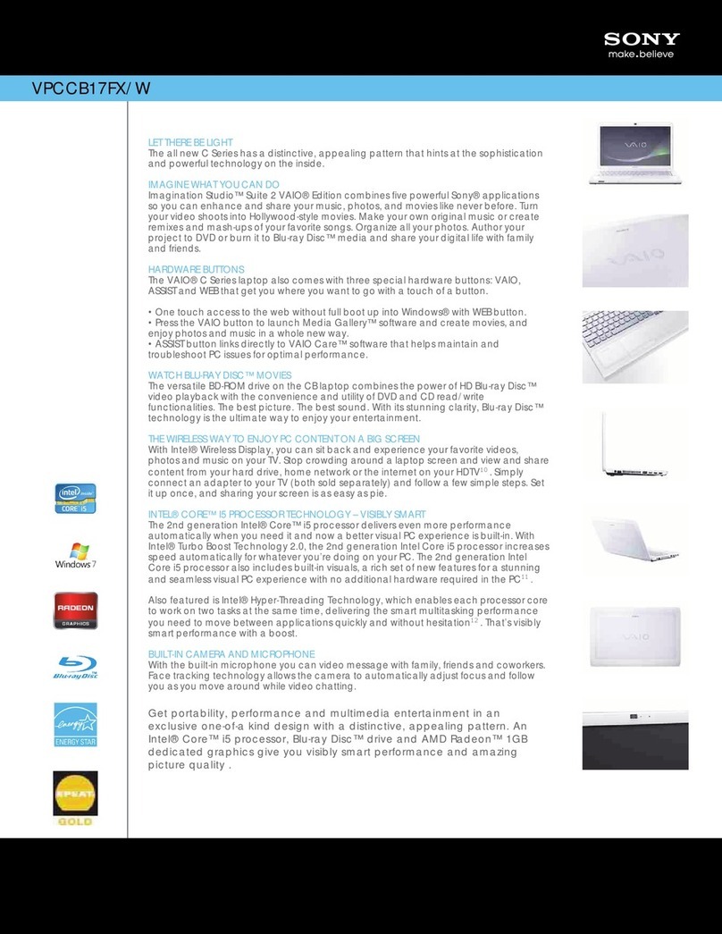 Sony VPCCB17FX/W User manual