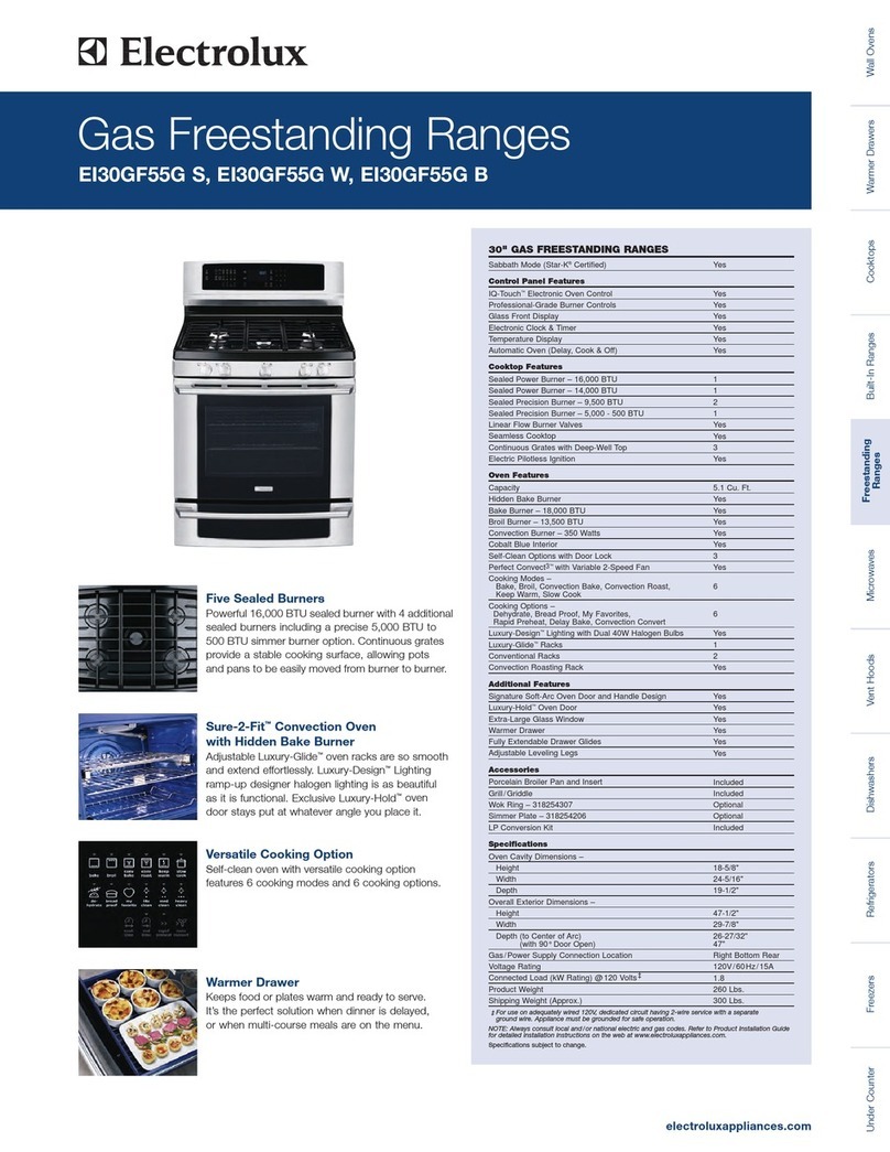 Electrolux EI30GF55G - 30" Gas Range User manual
