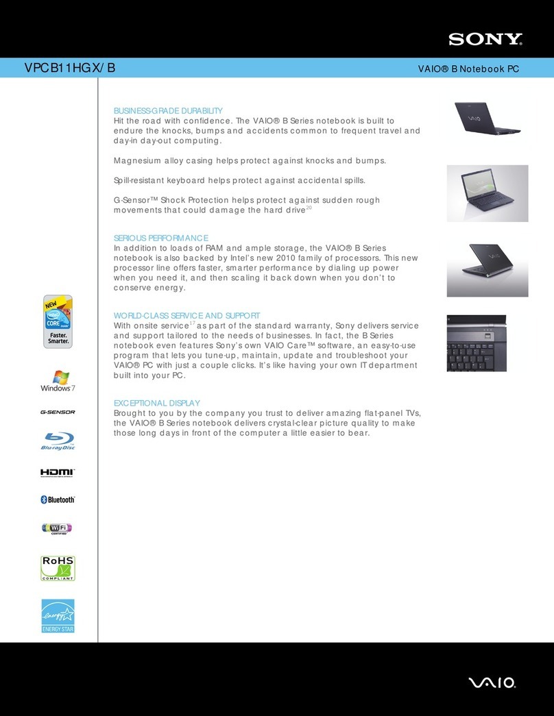 Sony VPCB11HGX User manual