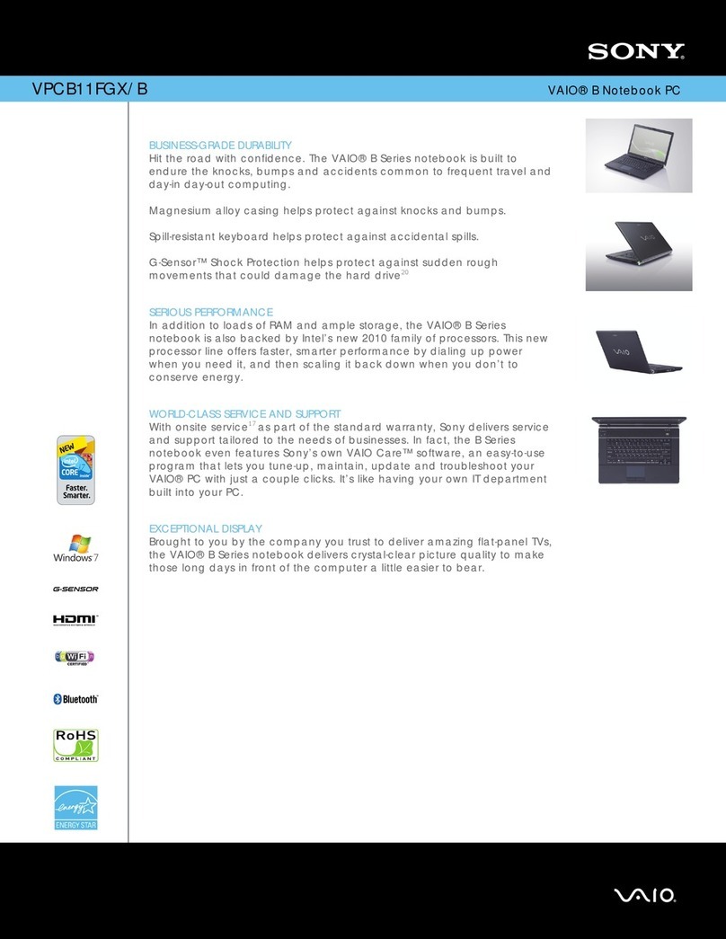 Sony VPCB11FGX User manual