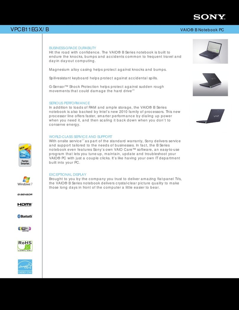 Sony VPCB11EGX User manual