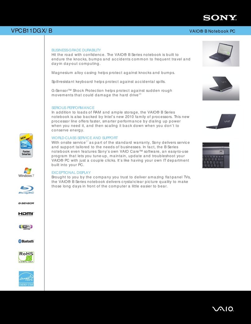 Sony VPCB11DGX User manual