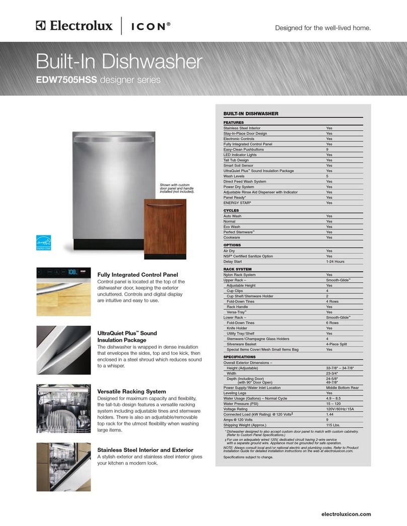 Electrolux EDW7505HSS - Semi-Integrated Dishwasher With 5 Wash... Specifications
