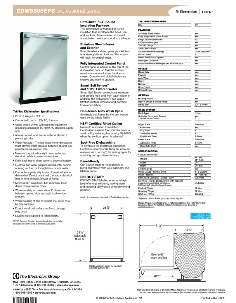 Electrolux EDW5505EPS - ICON - Dishwasher Specifications