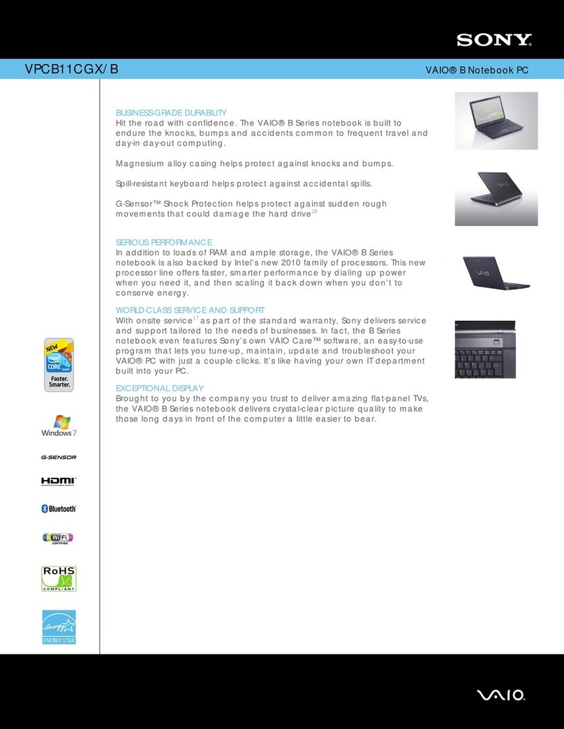 Sony VPCB11CGX Specifications