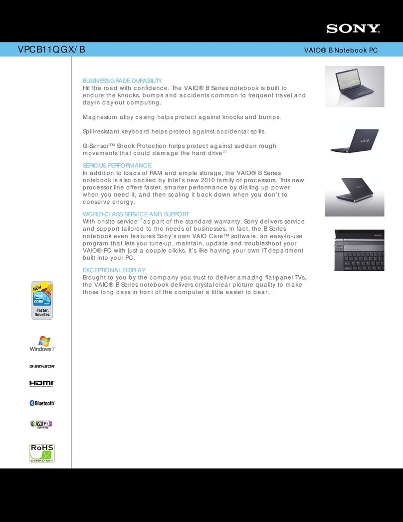 Sony VPCB11QGX Specifications