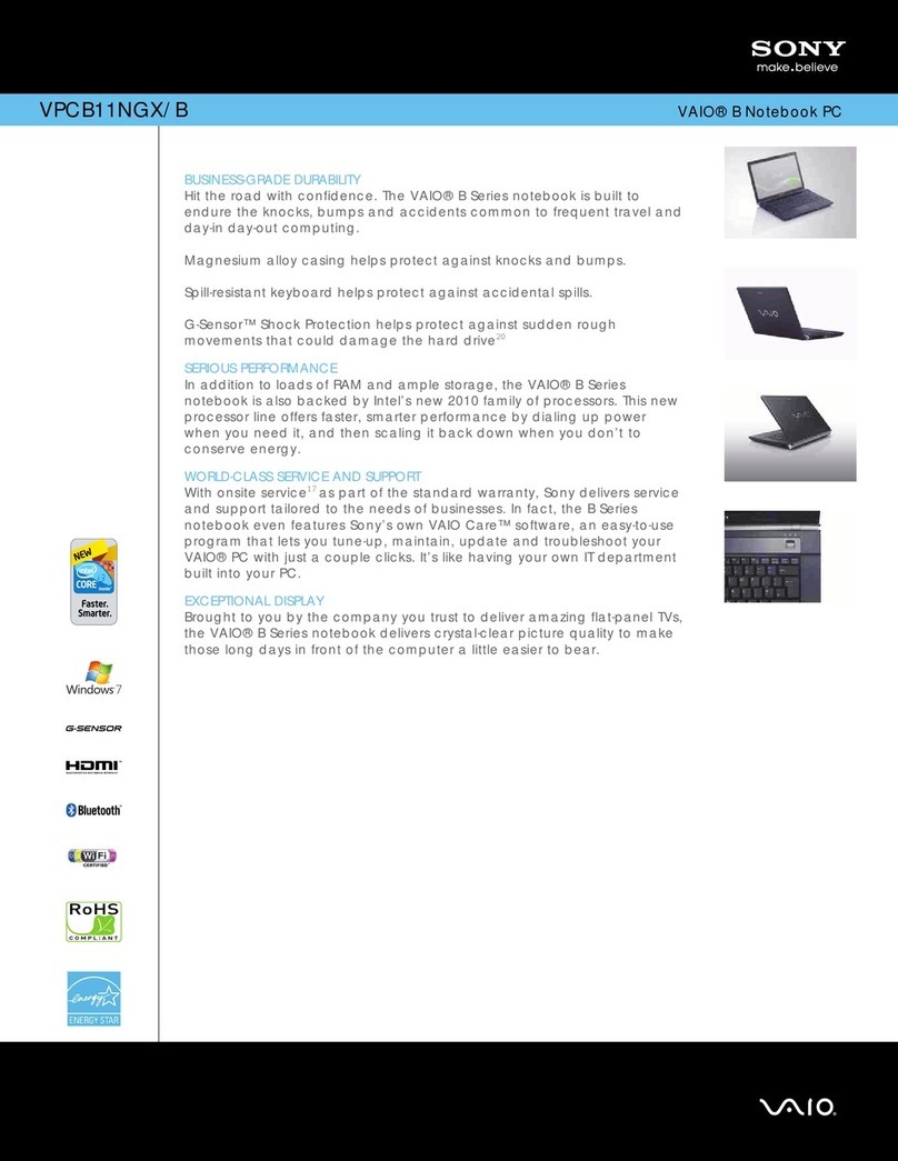 Sony VPCB11NGX Specifications