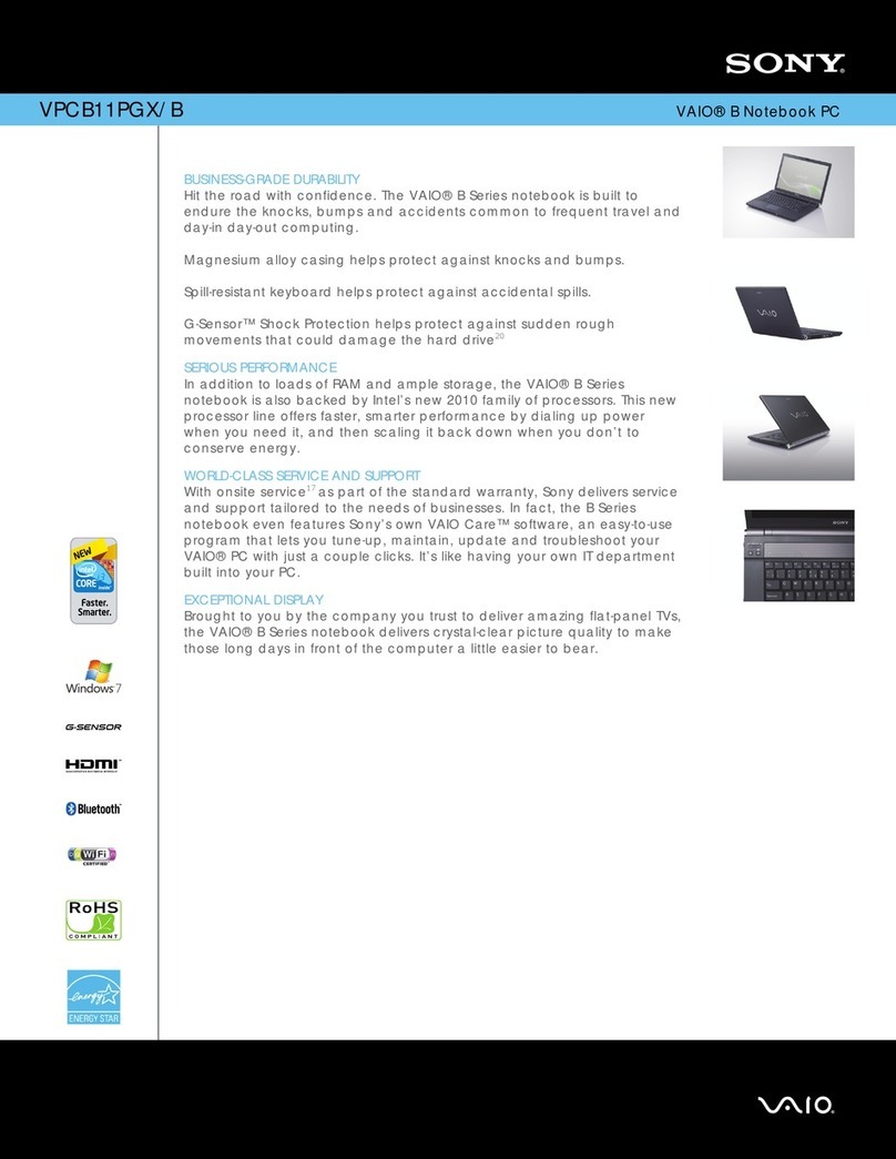 Sony VPCB11PGX User manual