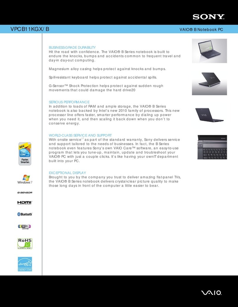 Sony VPCB11KGX Specifications