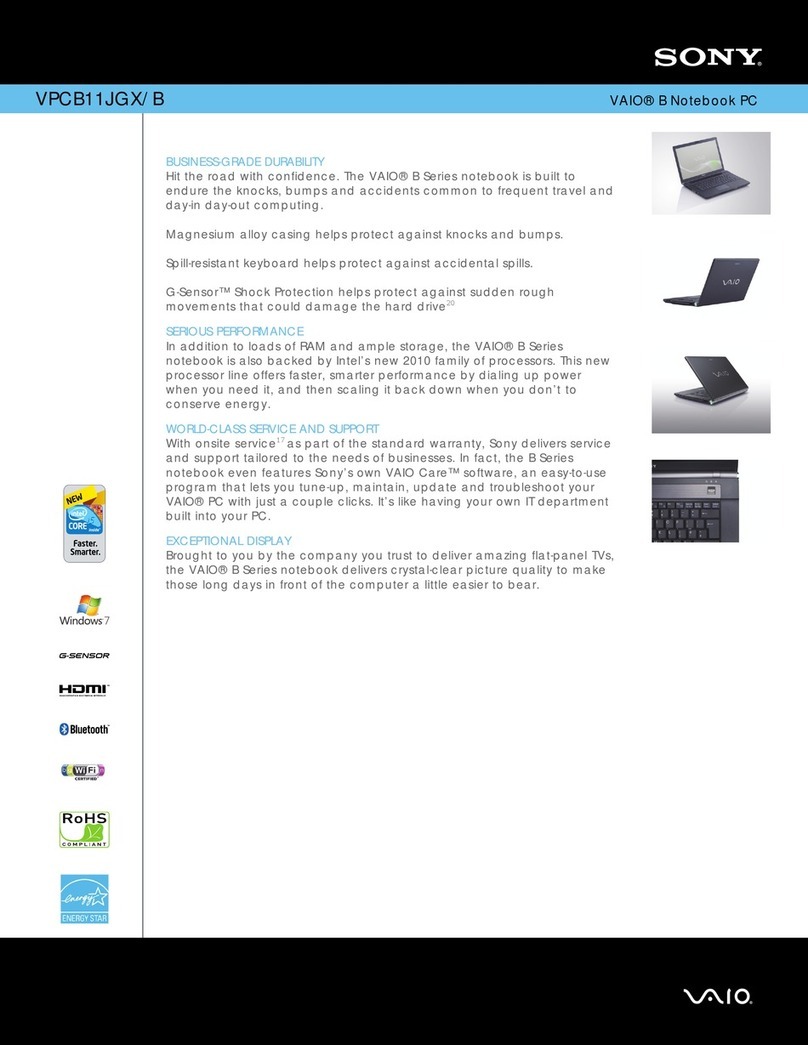 Sony VPCB11JGX Specifications