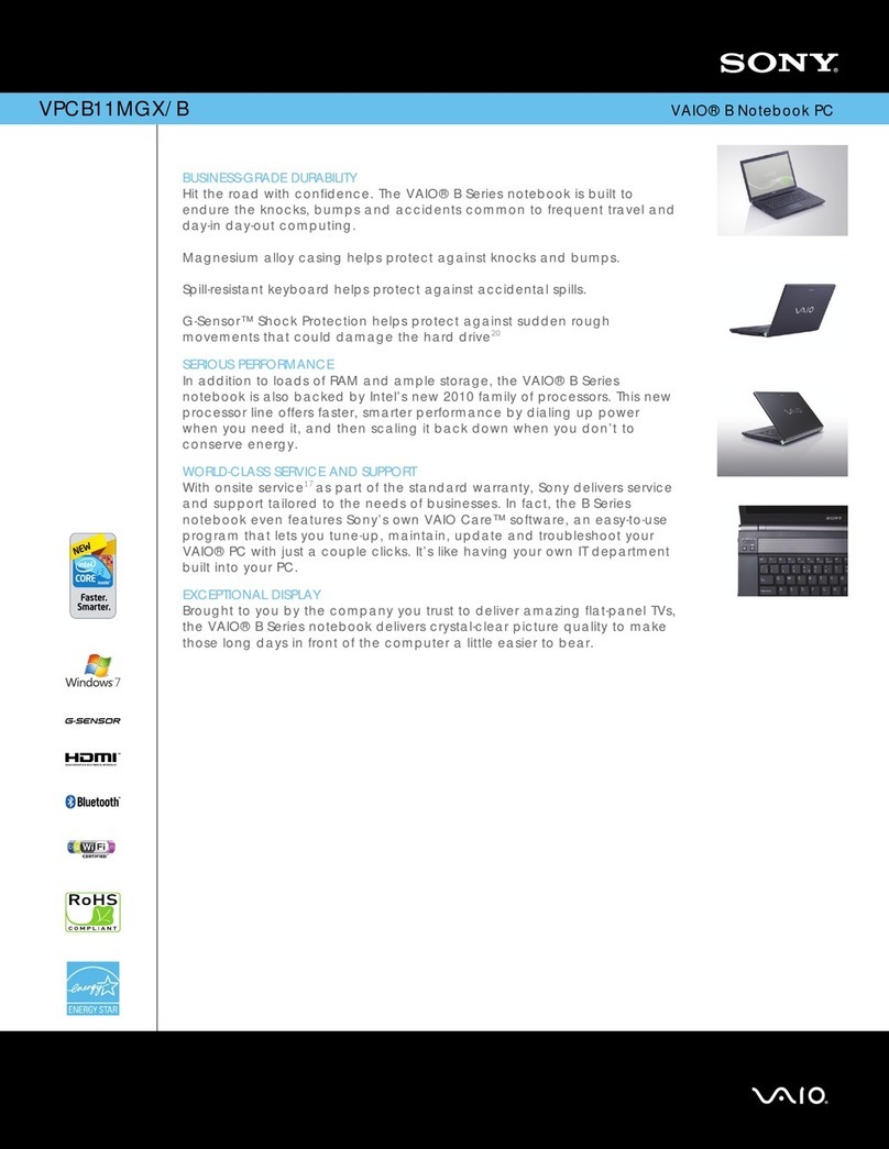 Sony VPCB11MGX Specifications