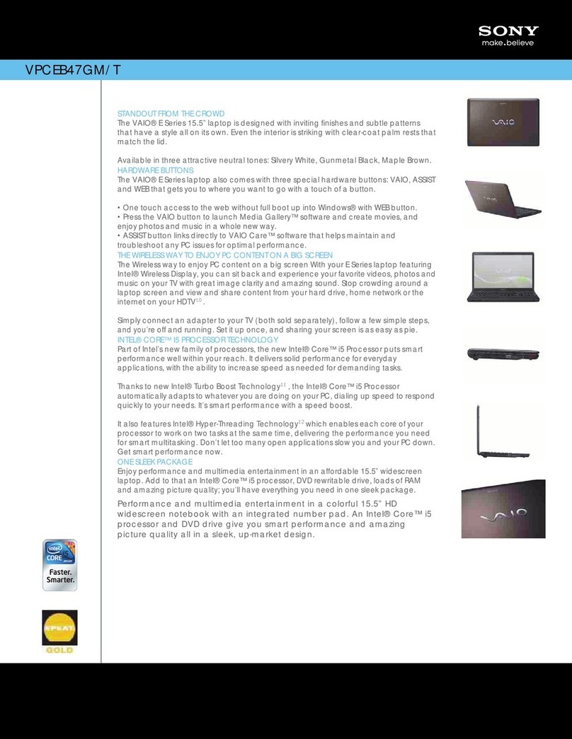 Sony VPCEB47GM/T Specifications