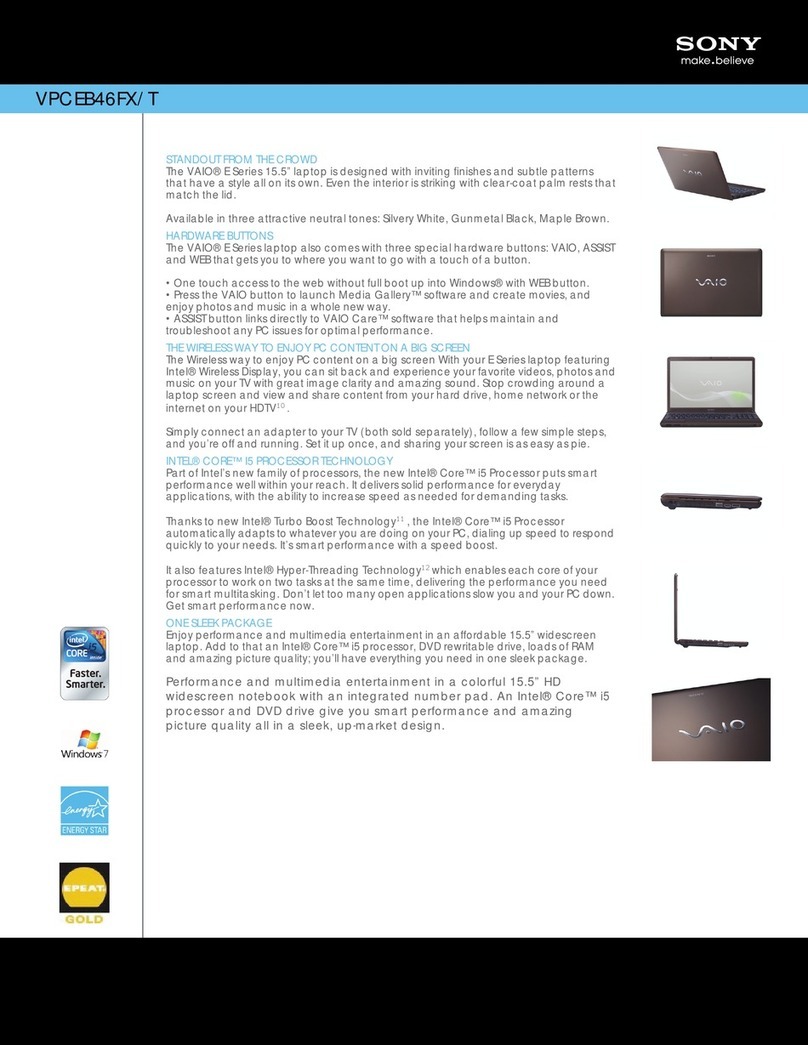 Sony VAIO VPCEB46FX/T Specifications
