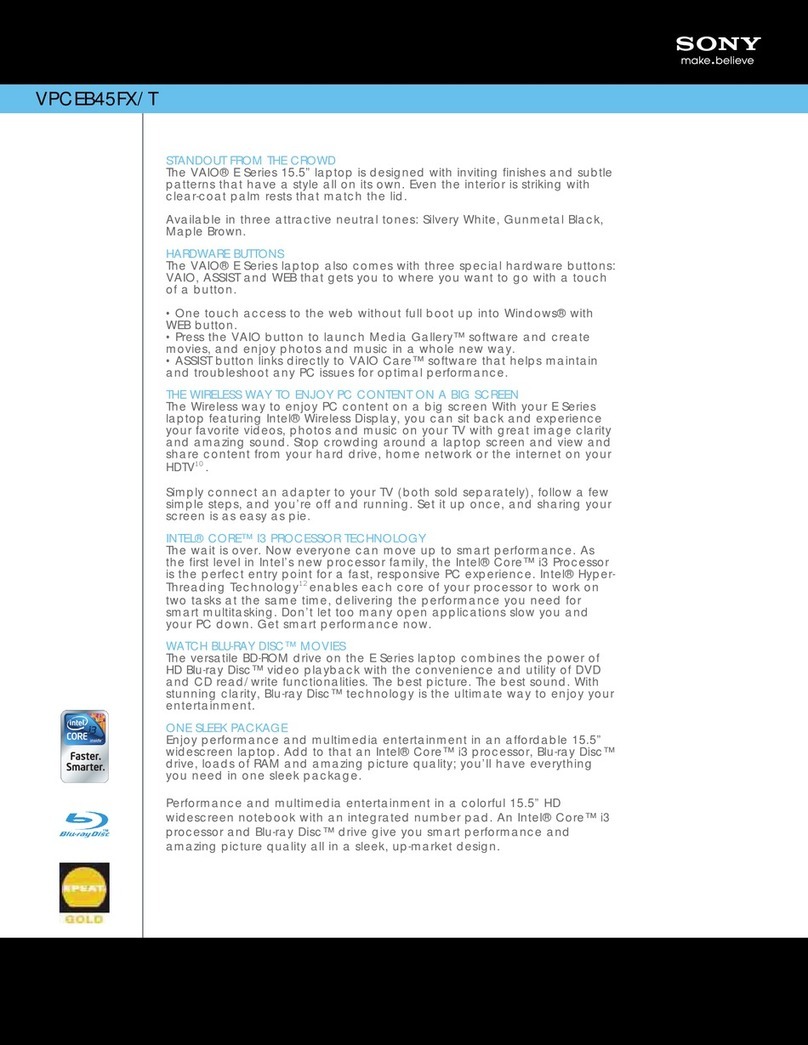 Sony VPCEB45FX/T Specifications