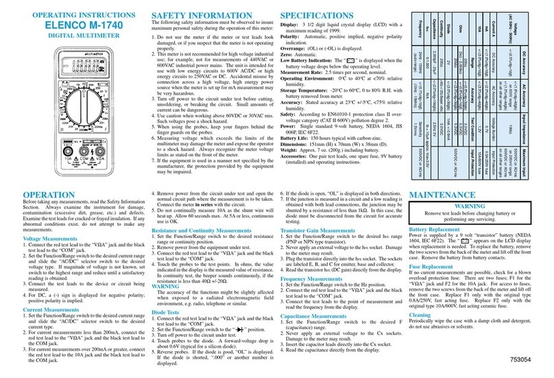 Elenco Electronics M-1740 User manual Elenco Electronics M-1740 User manual