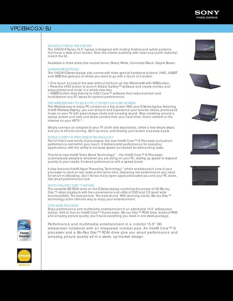 Sony VAIO VPCEB4CGX Specifications