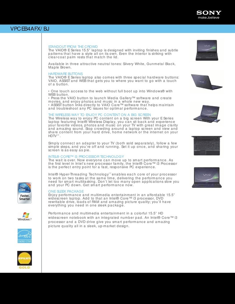 Sony VAIO VPCEB4AFX Specifications