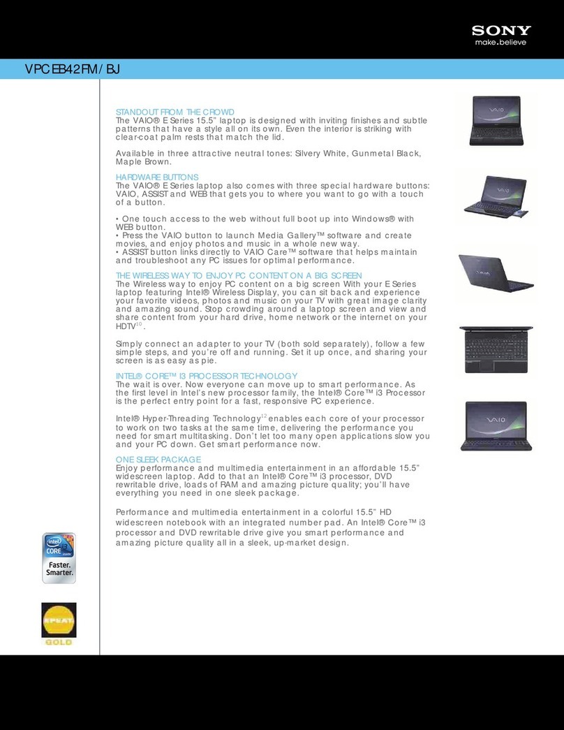 Sony VPCEB42FM/BJ Specifications