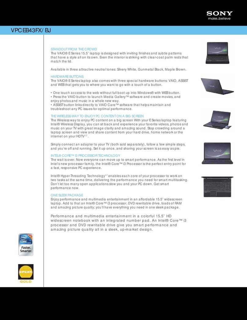 Sony VAIO VPCEB43FX/BJ User manual