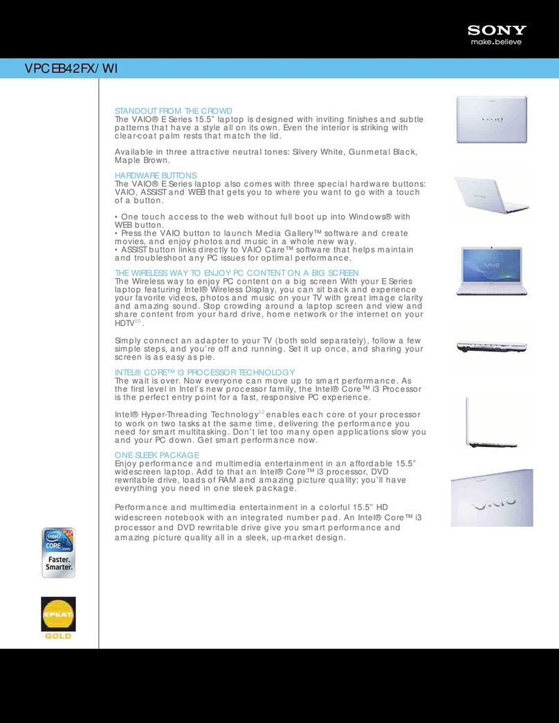Sony VPCEB42FX/WI Specifications