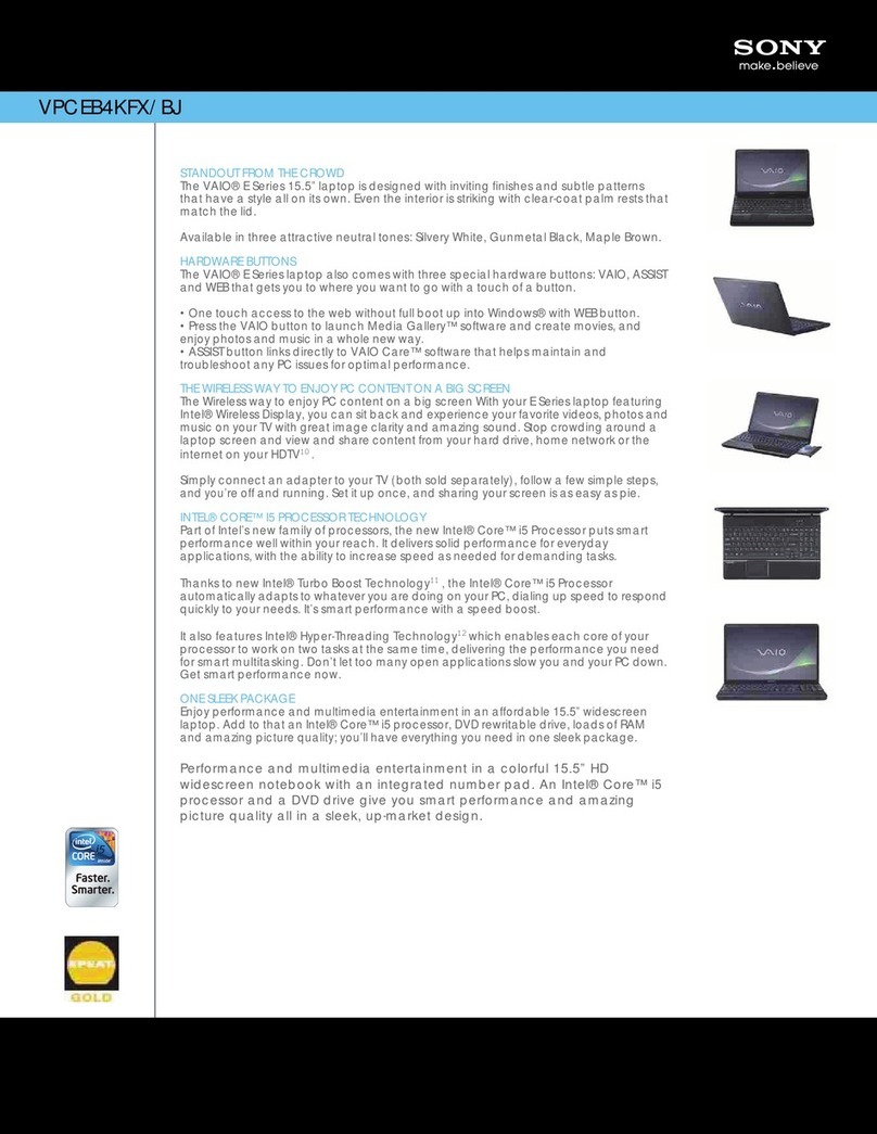 Sony VPCEB4KFX Specifications