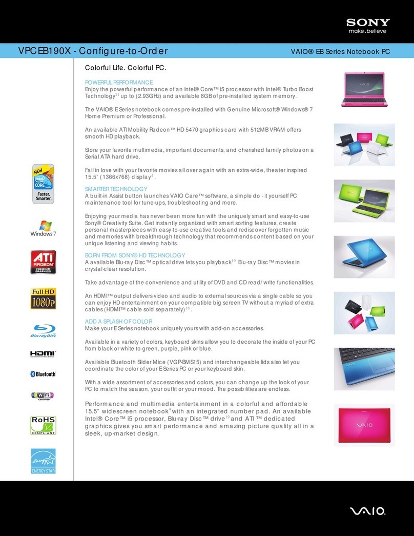 Sony VAIO VPCEB190X User manual