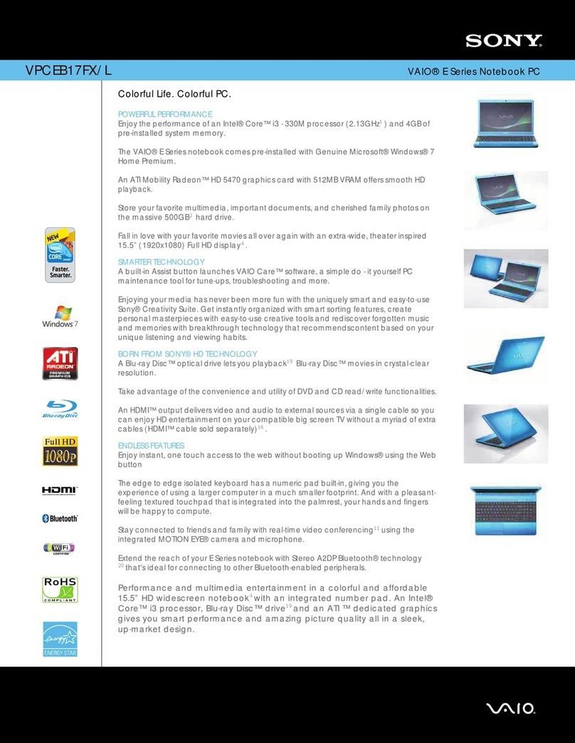 Sony VAIO VPCEB17FX/L Specifications