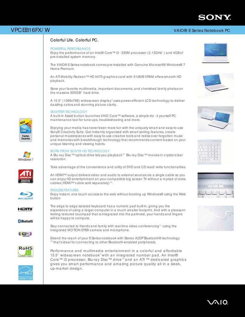 Sony VAIO VPCEB16FX/W User manual