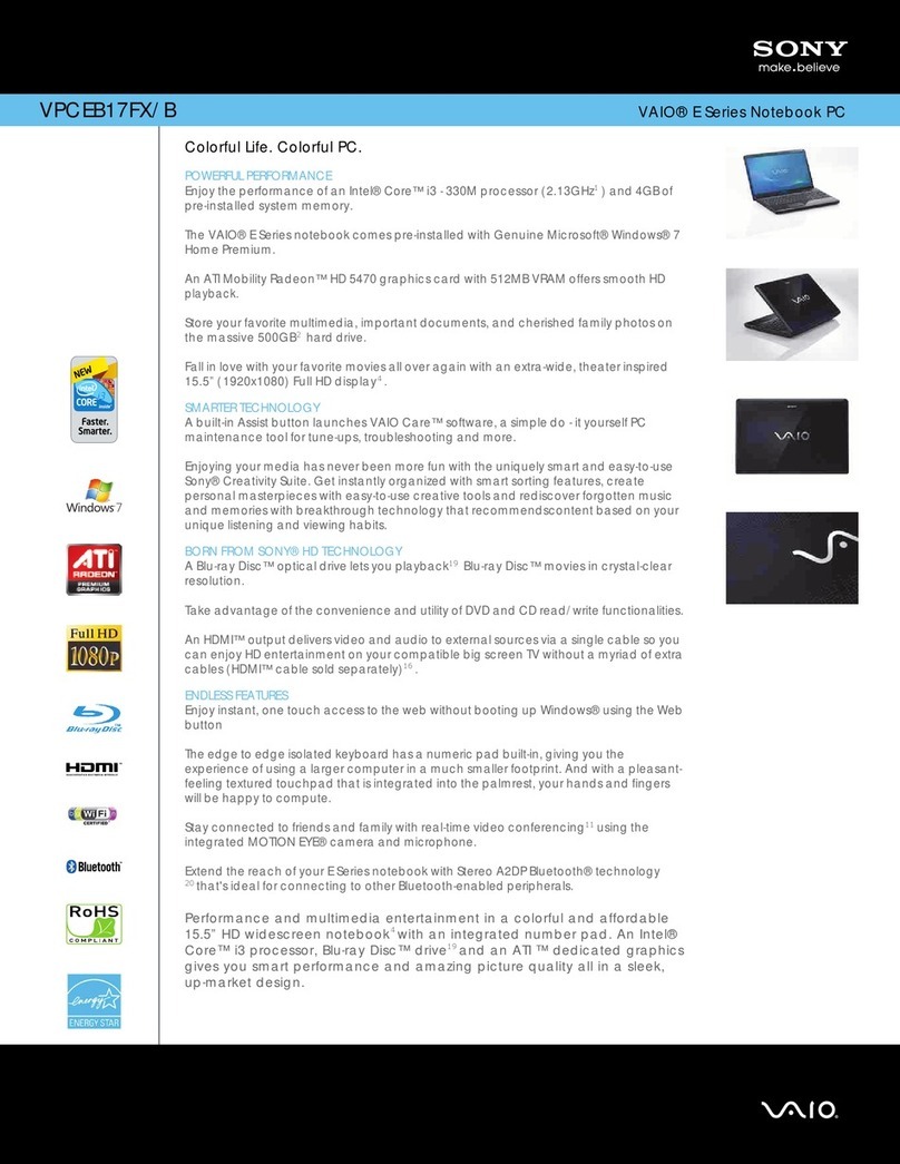 Sony VAIO VPCEB17FX/B Specifications