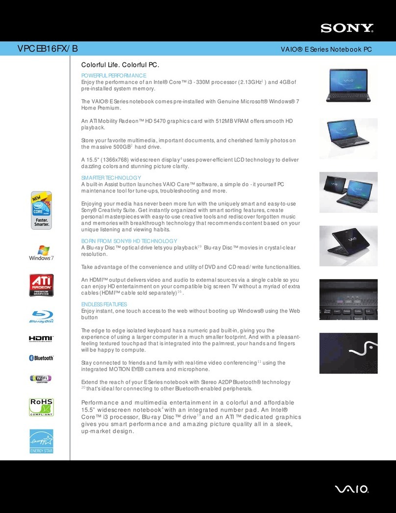 Sony VAIO VPCEB16FX/B User manual