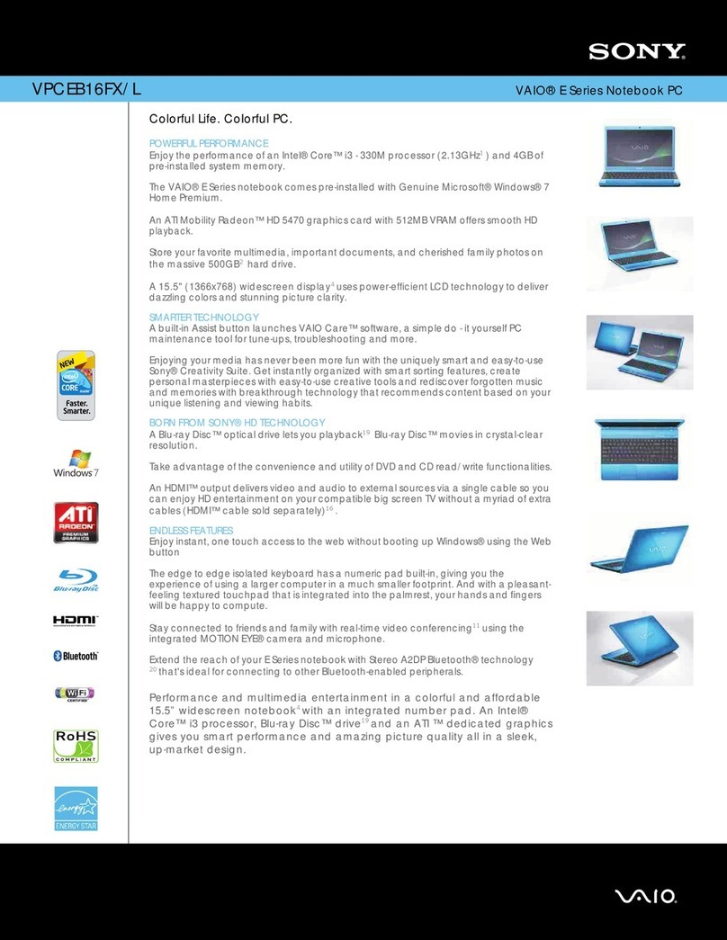 Sony VAIO VPCEB16FX/L User manual