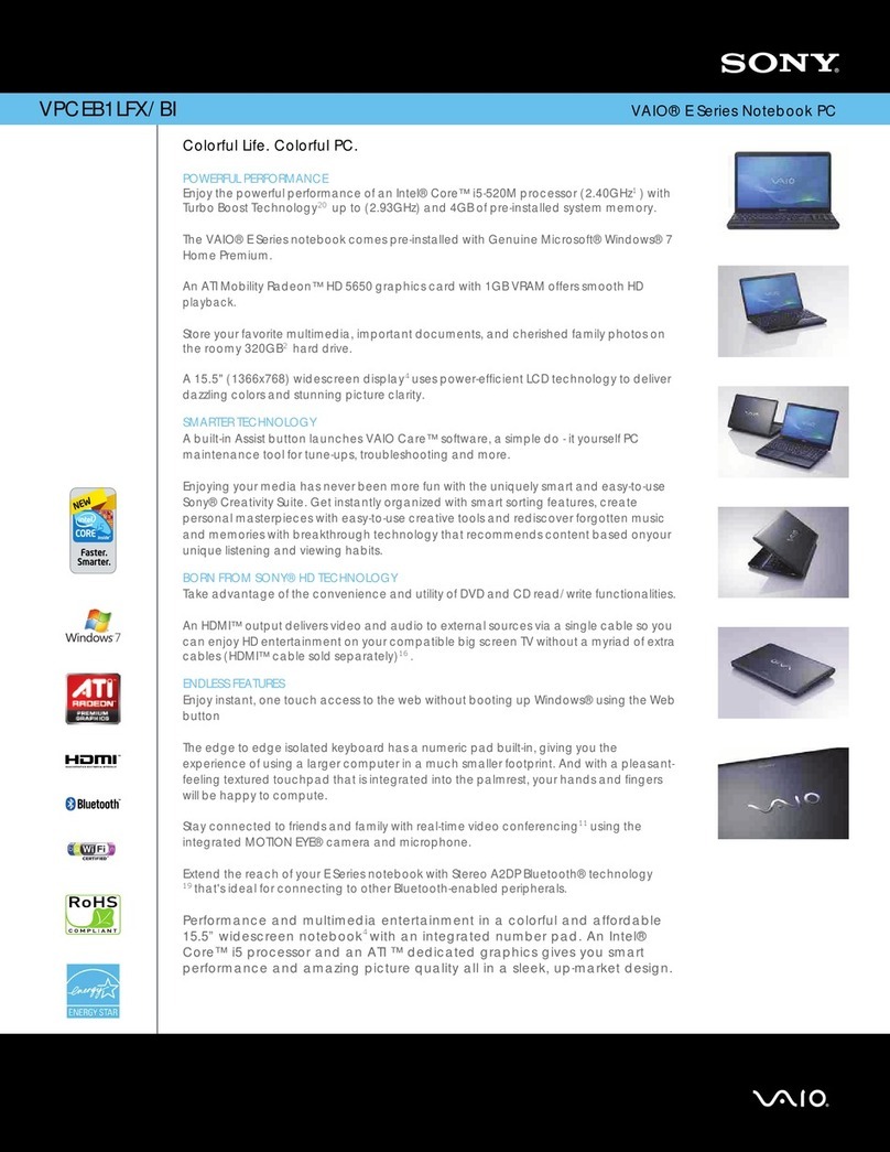Sony VPCEB1LFX Specifications