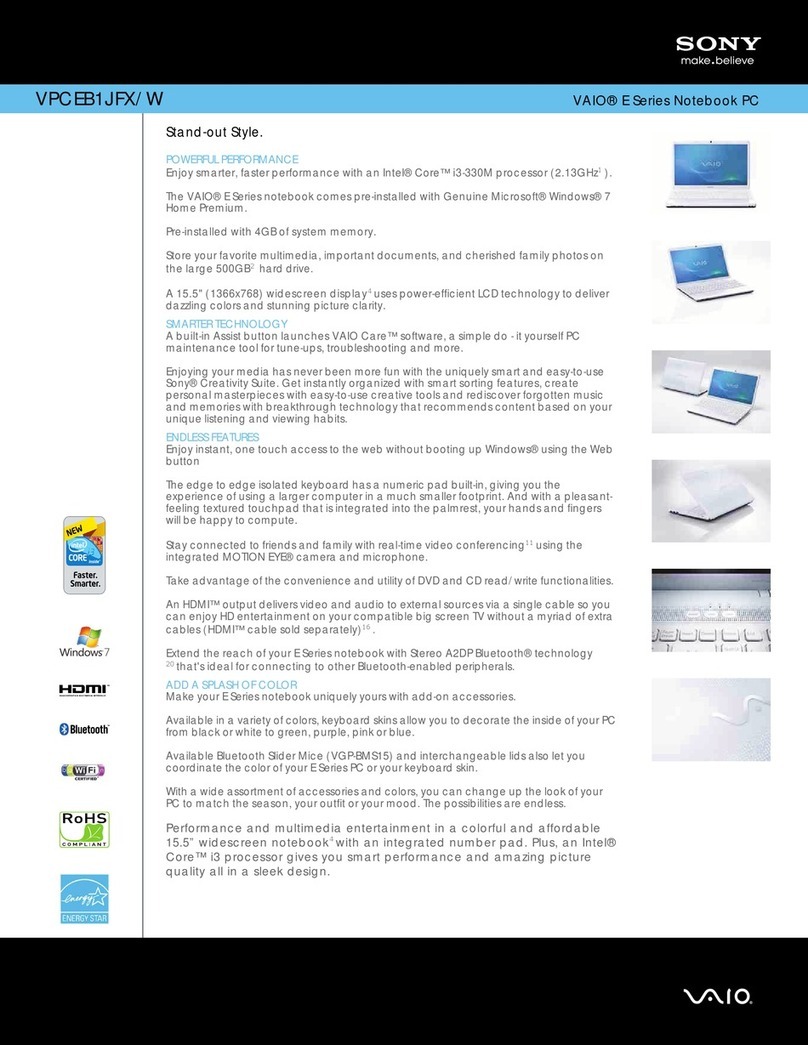 Sony VAIO VPCEB1JFX/W User manual