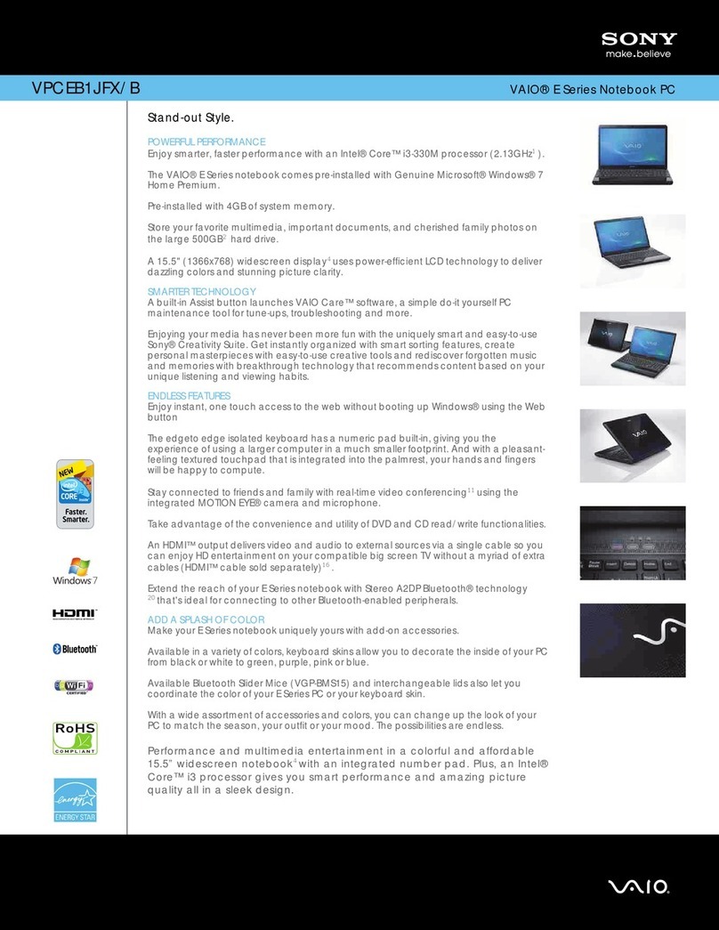 Sony VAIO VPCEB1JFX/B User manual