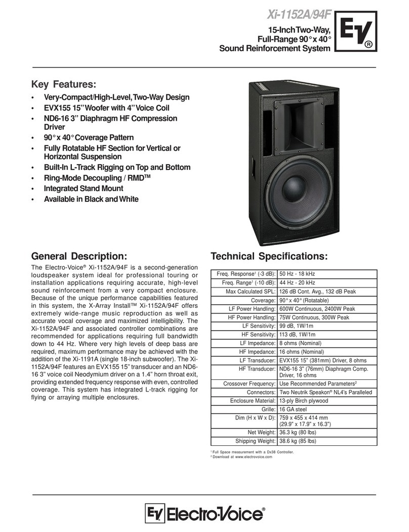 Electro-Voice Xi Series Xi-1152A/94F Technical specifications