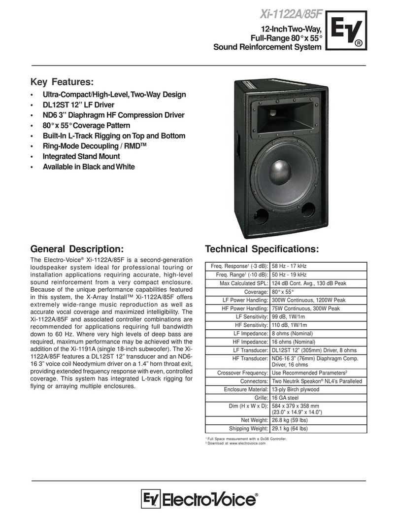 Electro-Voice Xi Series Xi-1122A/85F User manual