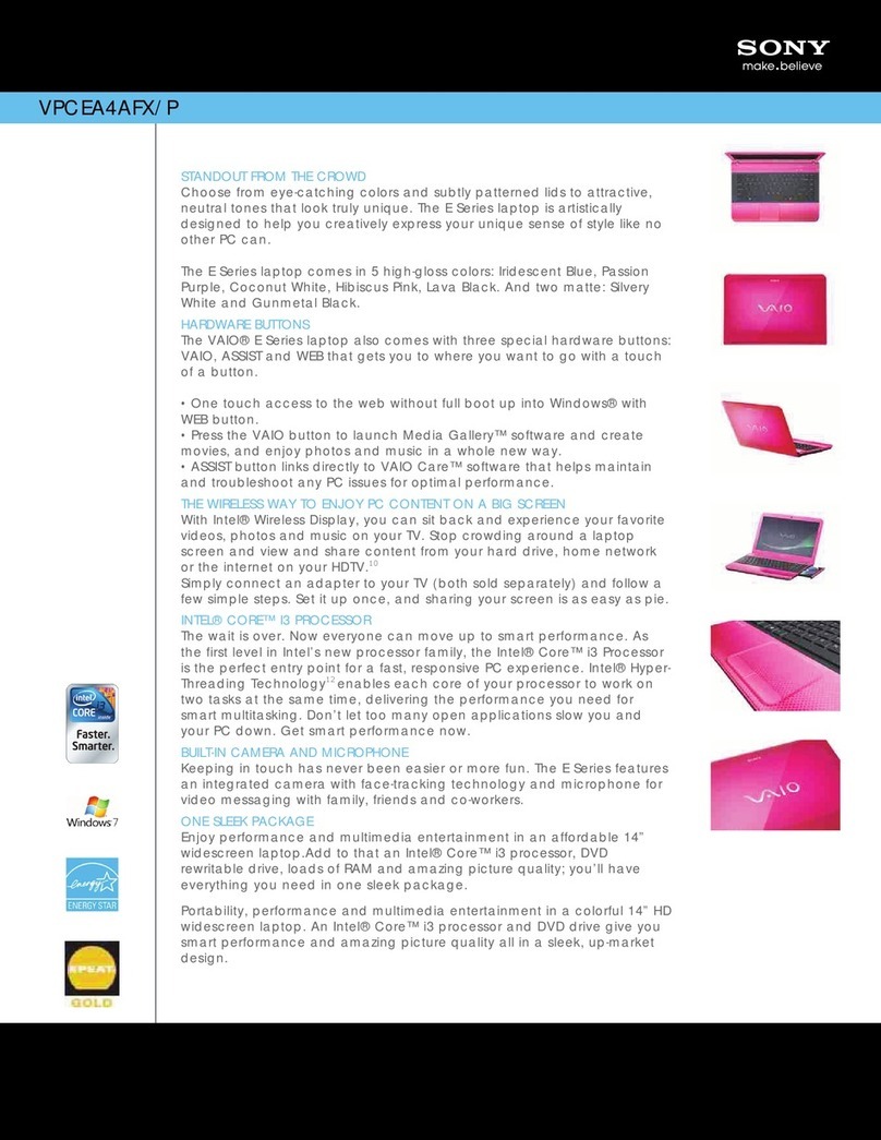 Sony VPCEA4AFX/P Specifications