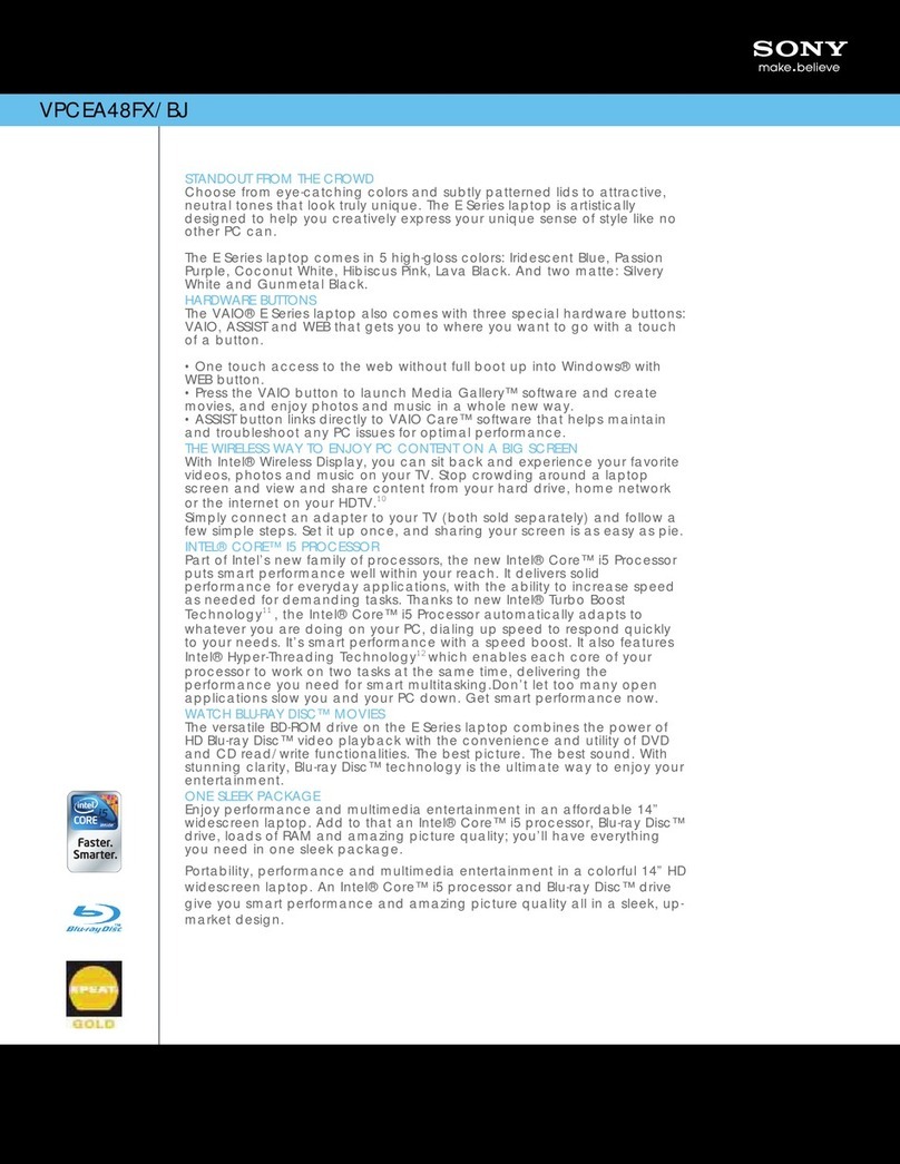 Sony VPCEA48FX Specifications