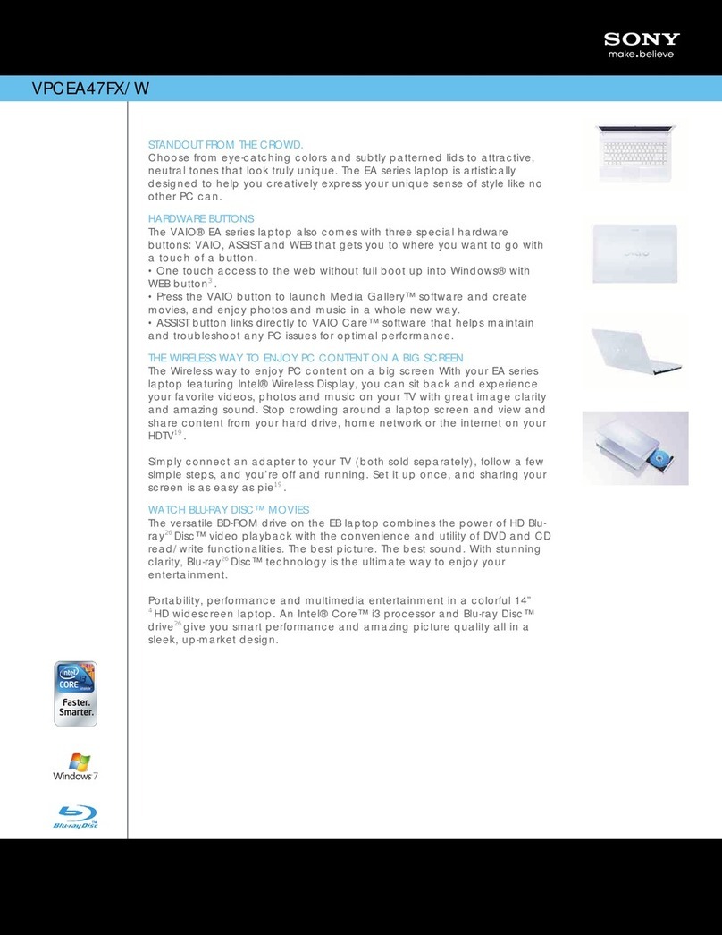 Sony VPCEA47FX/W Specifications