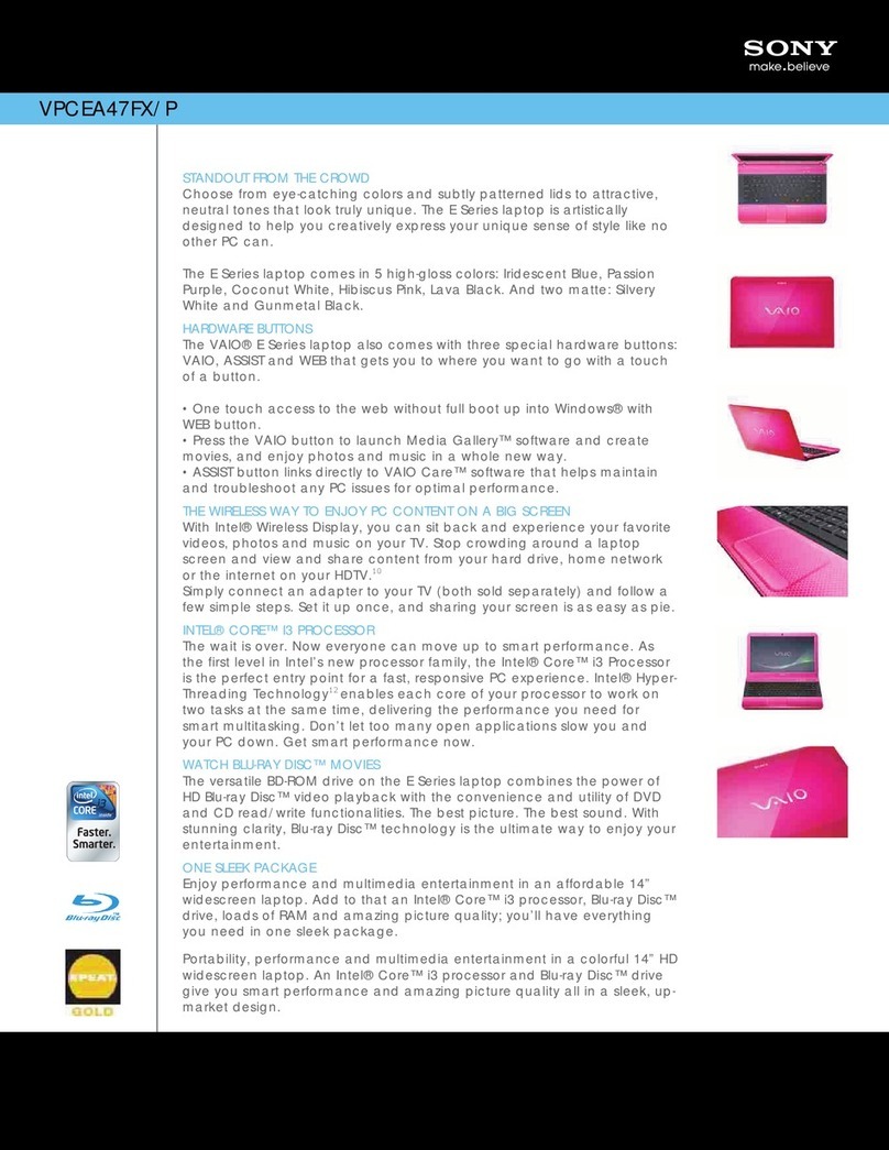 Sony VPCEA47FX/P Specifications