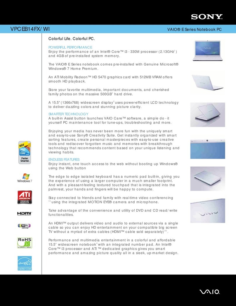 Sony VAIO VPCEB14FX/WI Specifications