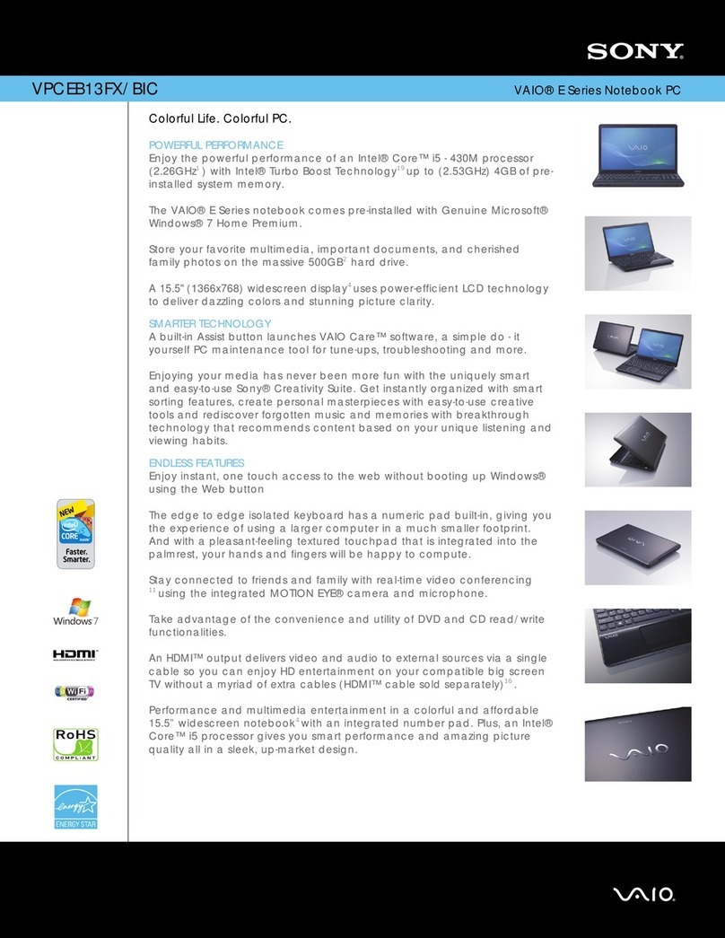 Sony VPCEB13FX Specifications