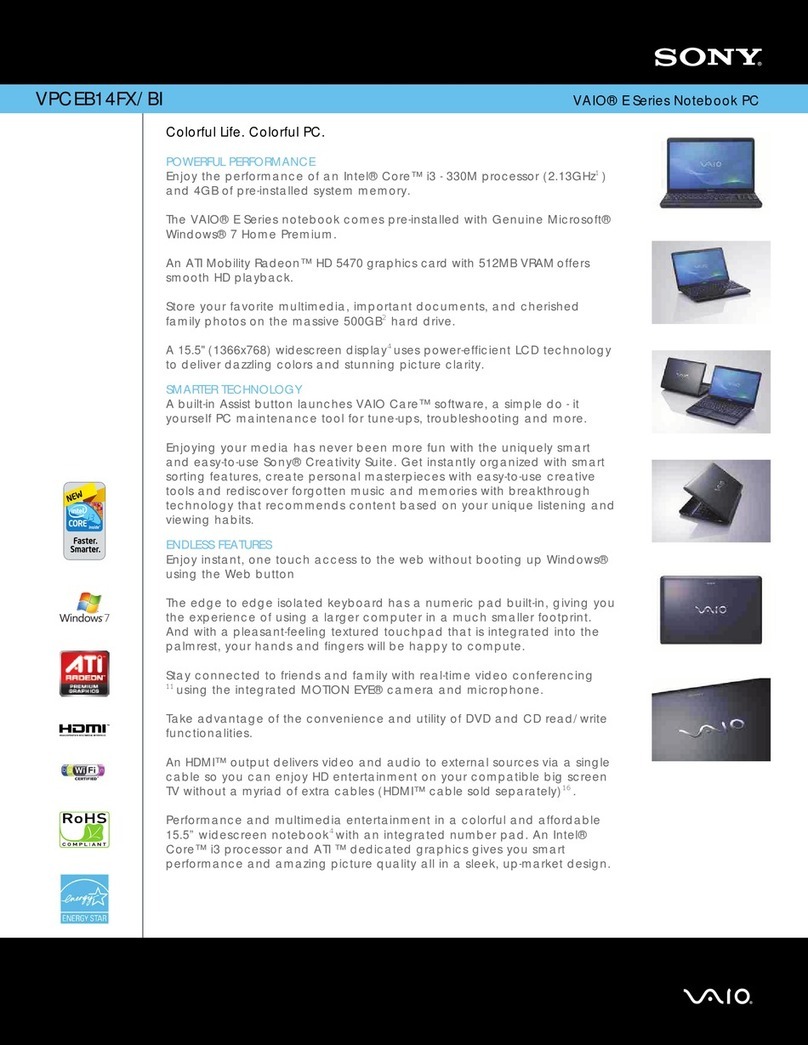 Sony VAIO VPCEB14FX/BI User manual