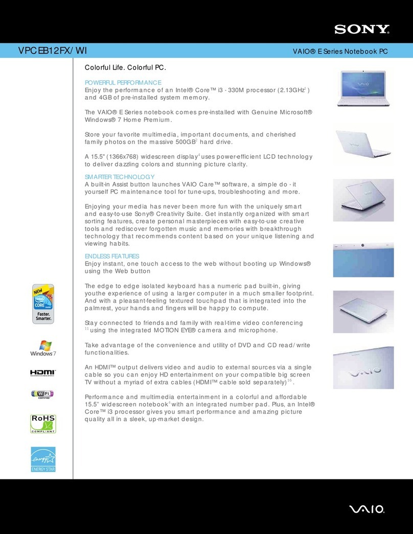Sony VAIO VPCEB12FX/WI User manual