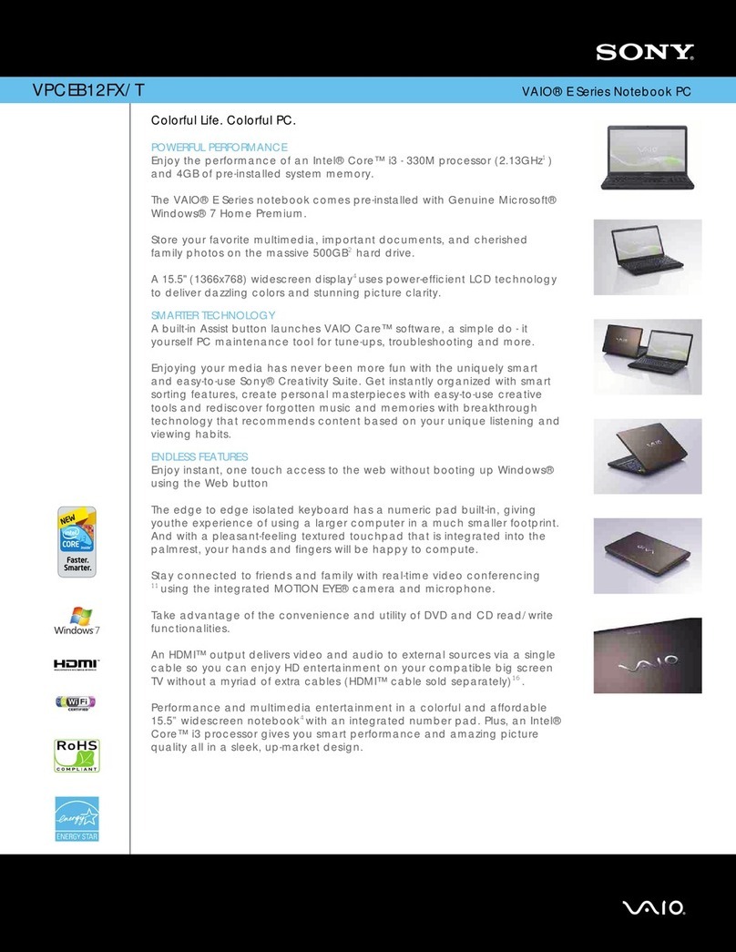 Sony VAIO VPCEB12FX/T User manual