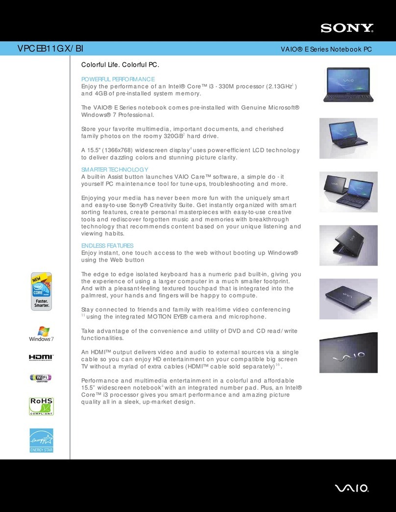Sony VAIO VPCEB11GX/BI Specifications